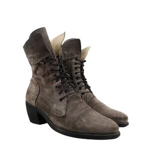 Dkode Shoes Womens 38 Boots Lace Up Fashion Leather Victorian Classic Chic Grey